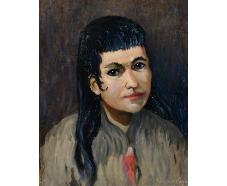 Norman Lloyd (20th Century) Portrait of a young girl with long black hair, oil on canvas, signed, 16" x 13", (40.5x33cm).