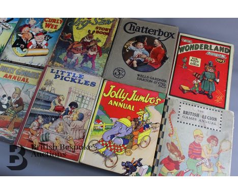 16 Vintage Children's annuals, including Robin's Jig-Saw Story Book with 5 complete jigsaw puzzles included in the book 1938 