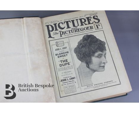 The complete year of 1917 Pictures and Picturegoer weekly magazine with covers, bound in green cloth&nbsp;and gilt lettering 