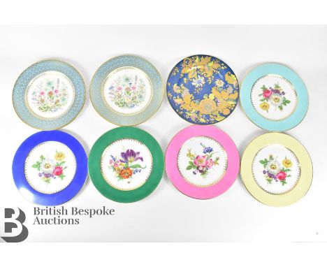 Eight decorative cabinet plates; five Bavaria Adler floral plates 26.5cms, Spode blue and gilt floral plate 27cms, and two Ai