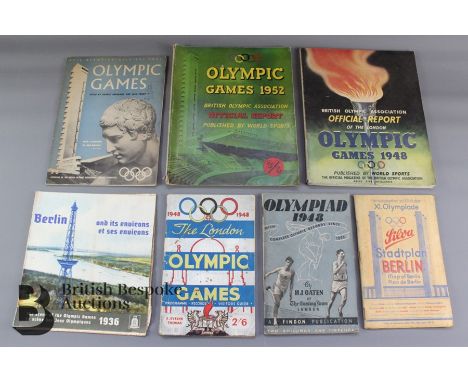 Collection of vintage Olympic reports and programs, includes; 1936 Map of Berlin and stadium plans XI. Olympiade, brochure of