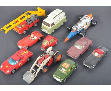 A collection of x10 original vintage Corgi Toys diecast model cars and other vehicles to include; Ford Thames Airborne Carava