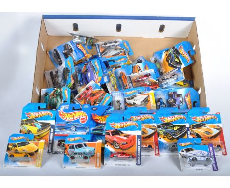 A collection of x40 assorted Mattel made Hot Wheels carded diecast model cars. Examples to include; Datsun Bluebird 510, Asto