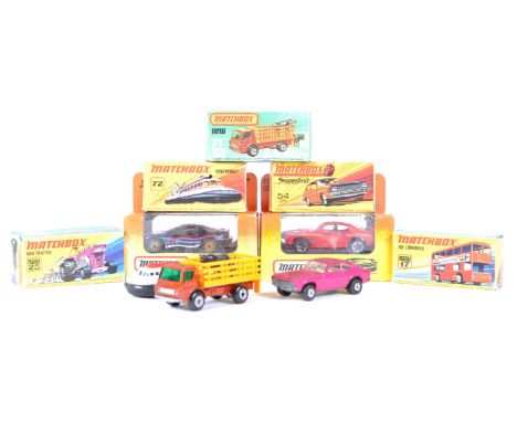 A collection of x7 assorted vintage Lesney made Matchbox Superfast boxed diecast models to include; Camero Z-28, Pontiac GTO 