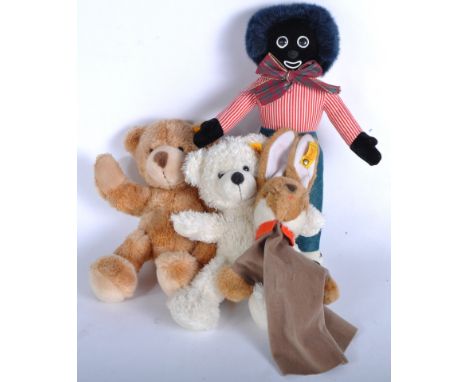 A collection of assorted German Steiff and British Merrythought soft toy teddy bears comprising; Steiff Rabbit glove puppet, 