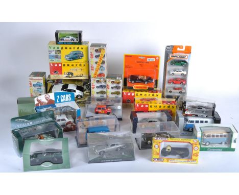 A collection of assorted vintage diecast model cars of various scales and makers to include; Corgi, Lledo Vanguards, Mattel M