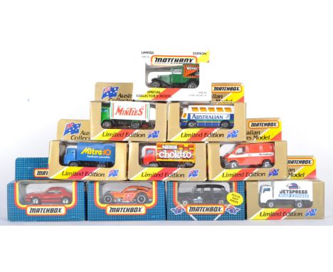 A collection of x10 vintage 1980s Matchbox diecast model cars and other vehicles. Examples to include; MB38 Ford Model T, MB6