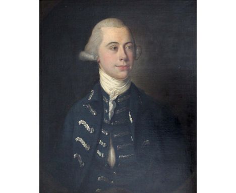 HENRY PICKERING (c.1720-1770/71) PORTRAIT OF THOMAS JAQUES OF LEEDS Quarter length, wearing a blue coat and waistcoat, with s