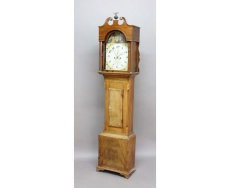 WEST COUNTRY MAHOGANY LONGCASE CLOCK, 19th century, the 14" painted dial with subsidiary seconds dial and date aperture, insc