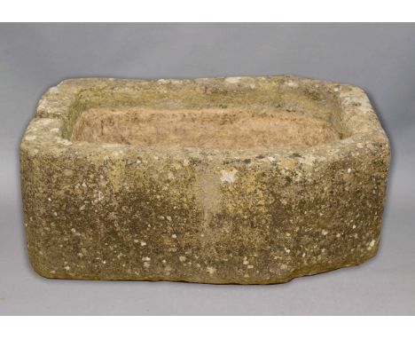 HAMSTONE TROUGH, of elongated hexagonal form, 71cm x 50cm x 30cm
