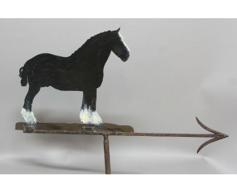 IRON WEATHER VANE, in the form of a Shire horse, length 80cm