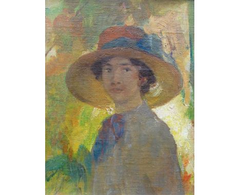 •ALFRED HAYWARD (1875-1971) HONEYMOON PORTRAIT OF CICELY CONSTANCE HAYWARD (nee KETTLE) Signed and inscribed on the backboard