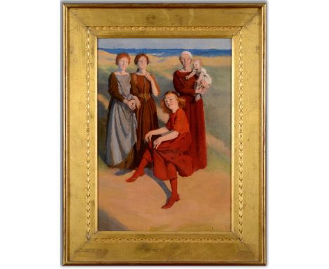 THOMAS COOPER GOTCH (1854-1931) THE DANCING GIRL Oil on canvas 49.5 x 34cm. * Gotch settled in Newlyn in 1887 and this sketch