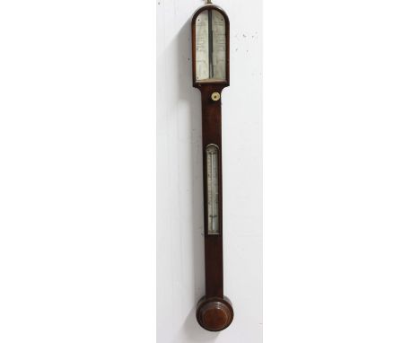 ROSEWOOD STICK BAROMETER, mid 19th century, the arched scale inscribed Invented by Christensen, West Cowes Isle of Wight abov