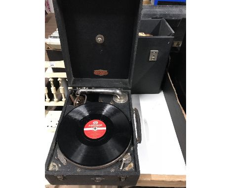 VINTAGE RECORD PLAYER & RECORDS