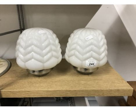 PAIR VINTAGE ART DECO GLASS LIGHT BOWLS
