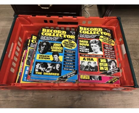 1 BOX OF VINTAGE RECORD COLLECTOR MAGAZINES INCLUDING LED ZEP BOWIE FLOYD & BEATLES ETC