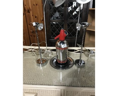 VINTAGE SODA SYPHON TRAY & PAIR LIGHTS