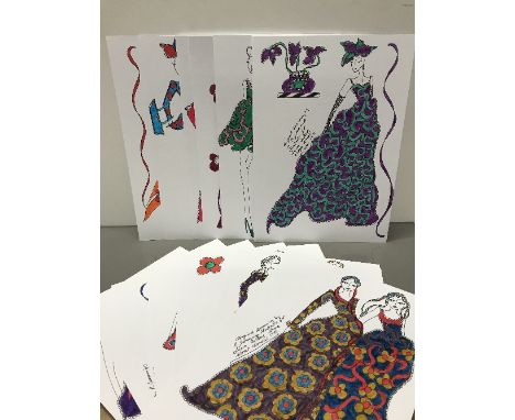 30 ORIGINAL DRAWINGS BY R JENNINGS (ILLUSTRATOR FOR LAURA ASHLEY SLOANE ST LONDON C1970S)
