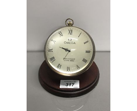 LARGE VINTAGE OMEGA GLASSBALL DESK CLOCK