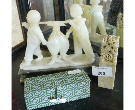 Chinese soapstone fisherman and a chop seal