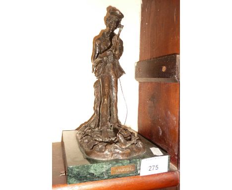 A bronze figure of a man fishing signed, S. Mitchell, Royal Worcester Bronze 1977