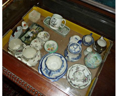 Shelley Chintz ware Melody pattern jam pot, Royal Doulton Norfolk pattern tea ware, Spode Cutie-Kitten Nursery Ware cup, a St