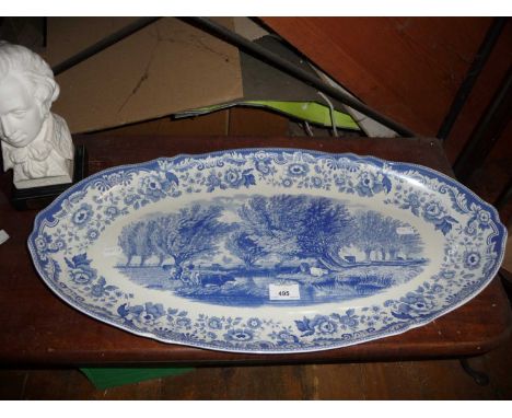 Large blue and white Spode fish dish from The Signature Collection of Rural Scenes, approx 62cm long 