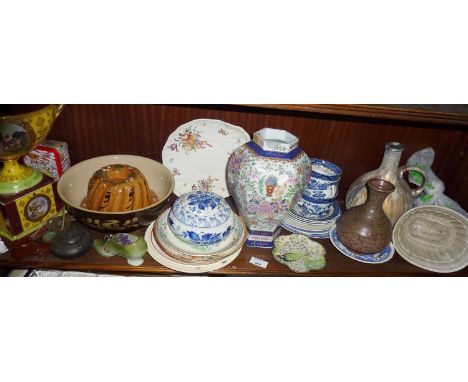 Assorted china and pottery (one shelf)