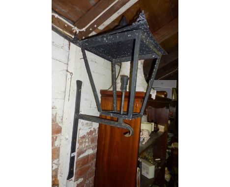 Wrought iron outside coach lantern (missing glass panels) 