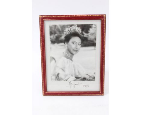 HRH The Princess Margaret - signed presentation portrait photograph of The Princess wearing a stunning diamond tiara, necklac