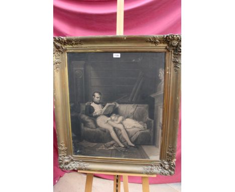 After Jean Baptiste Isabey, 19th century portrait of Napoleon Bonaparte and another engraving - Napoleon at Fontainebleau, bo