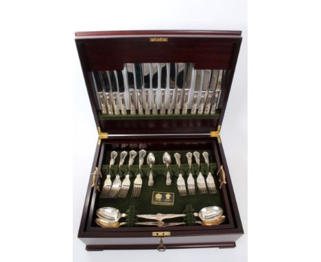 Contemporary canteen of Arthur Price silver plated Kings pattern with diamond heel cutlery, retailed by Harrods - comprising 