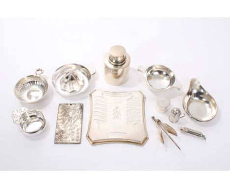 Selection of miscellaneous 20th century silver and white metal - including pap boat, quaich, caddy, lemon-squeezer and other 