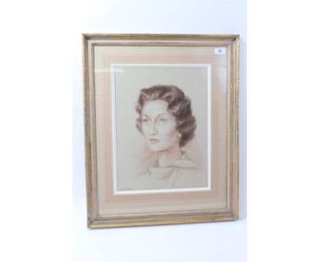 Molly Bishop - Lady Scott (1911 - 1998), pastel portrait of Diana Cinderella Mildred Somervell, née Bowes-Lyon (1923 - 1986),