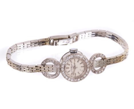 1960s ladies' Chopard 18ct white gold and diamond wristwatch, with Chopard seventeen-jewel movement, circular dial with a dia
