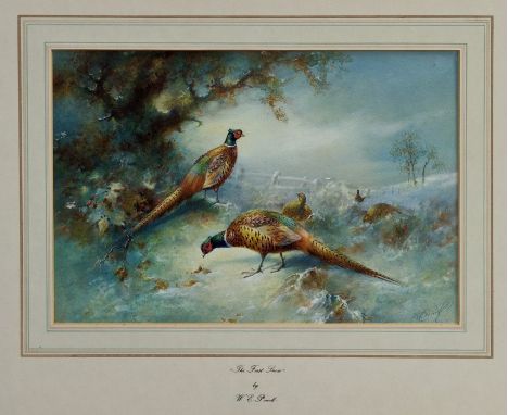 William E Powell (1878-1955), watercolour - The First Snow, signed, in glazed frame, 24.5cm x 35.5cm.Provenance:  Weston Gall