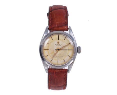 1950s gentlemen's Rolex Oyster Shock-Resisting wristwatch.  Model no. 6246.  Serial no. 117126, the circular dial with applie