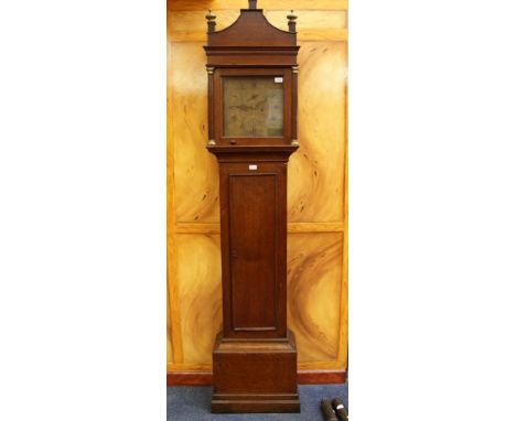 George III eight day longcase clock by Cavell of Ipswich, the 12" square brass dial with subsidiary seconds and date with eng