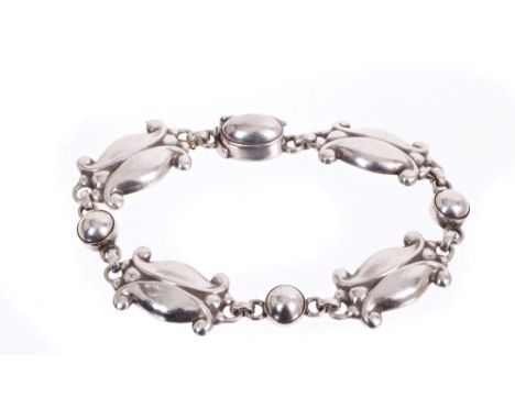Georg Jensen 'Moonlight Blossom' silver bracelet model number 11, the clasp marked 'Georg Jensen 11, G J Ld', London hallmark
