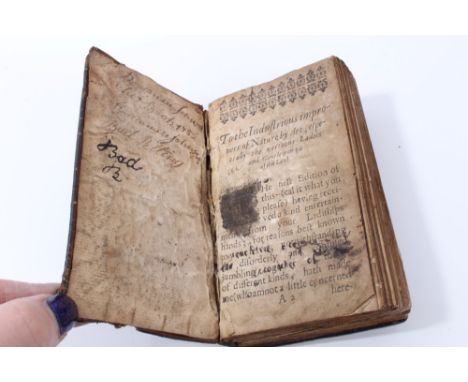Book - 17th century leather bound volume - To The Industrious Improvers of Nature by Art, dated at preface 18th Sept. 1645, l