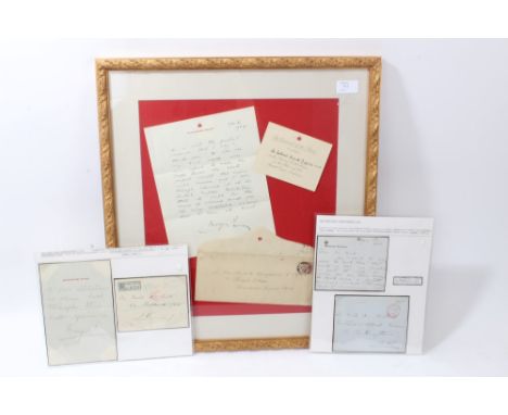HM Queen Mary - two handwritten notelet cards sent to Sir Cecil K. Smith of The Victoria &amp; Albert Museum - regarding Quee