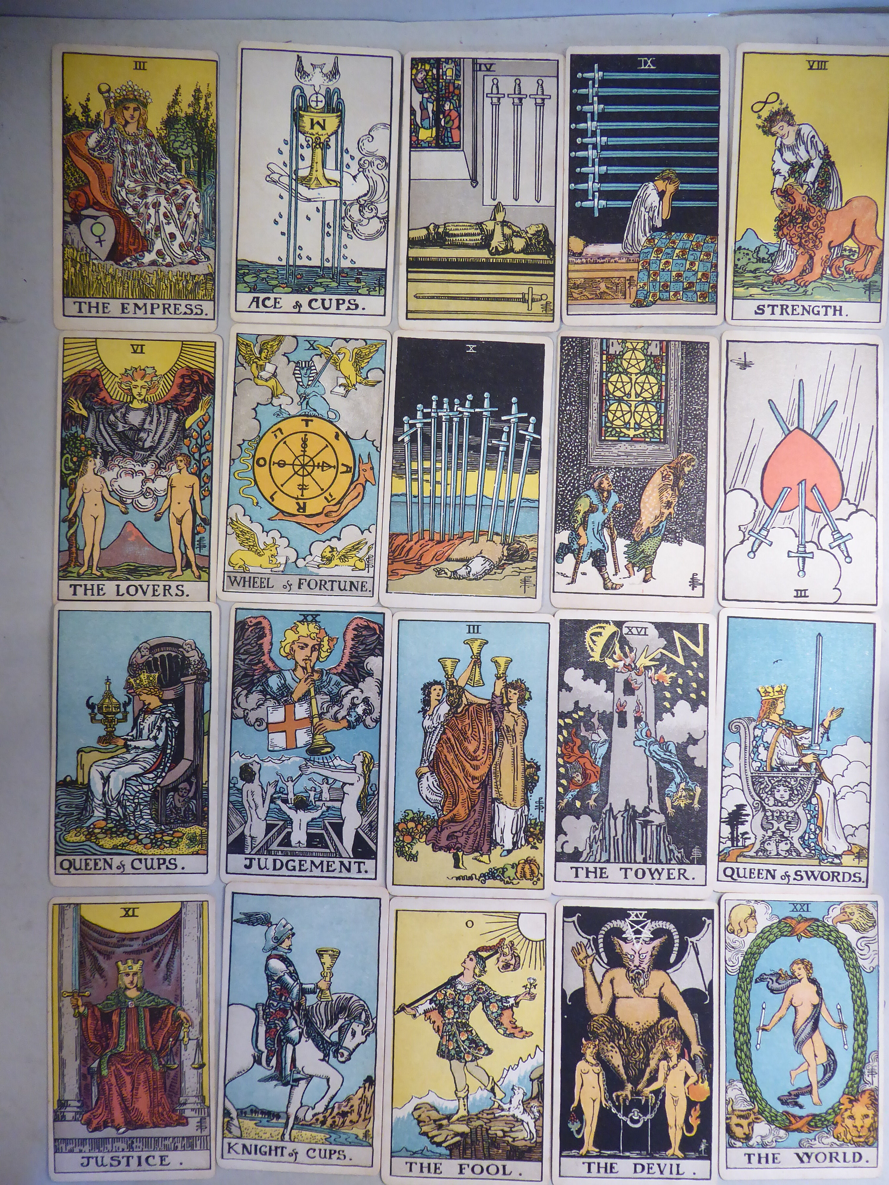 Tarot cards - a 1909 First Edition of the Rider Waite 'Roses & Lillies ...