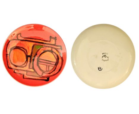 Carol Cutler Delphis plate for Poole Pottery, Stamped Poole, England and 'CC' (Carol Cutler) Monogram on base of plate. Good 