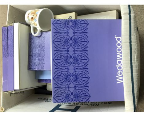 A box containing a large quantity of Wedgwood and Coalport ceramic and jasper ware presentation plates.