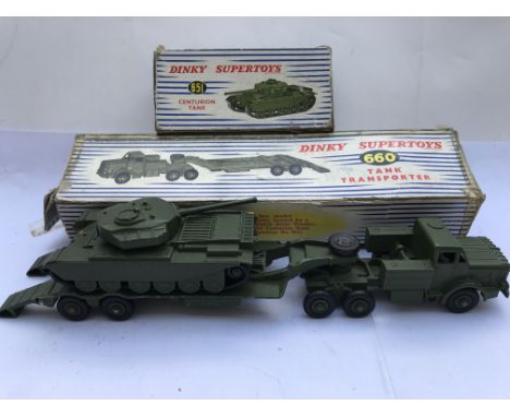 Dinky Supertoys , boxed Tank transporter #660 and a Centurian tank #651 - NO RESERVE