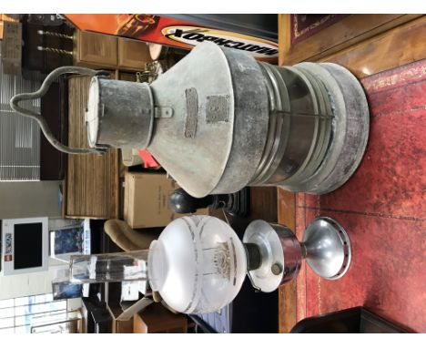 A good quality large lantern bearing Masthead manufacturer plaque and an oil lamp.