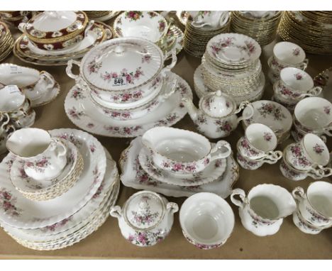 A collection of royal Albert lavender rose Including tureens meat plates cups and saucers dinner plates