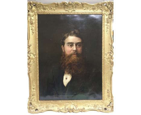 Two gilt framed Victorian oil on canvas portraits, one signed. One bearing the portrait of a well dressed gentleman, the othe