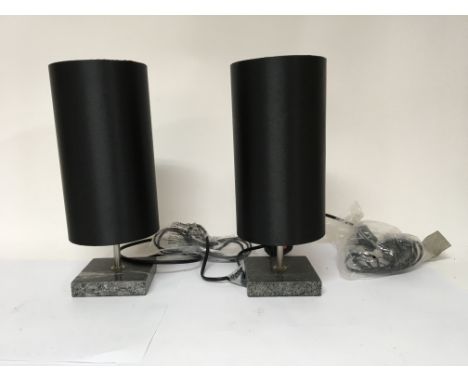 A pair of modern design Italian lamps with marble bases and a green marble modern design lamp without shade - NO RESERVE